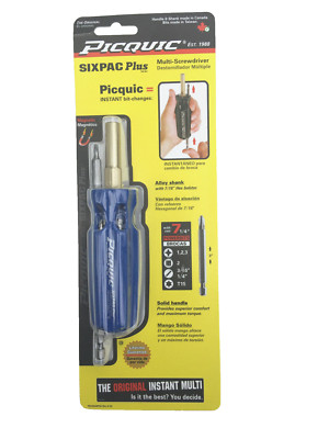 PICQUIC SIXPAC Plus Screwdriver Multi Bit with 7 Hex Bits - ''Reflex Blue'' 
