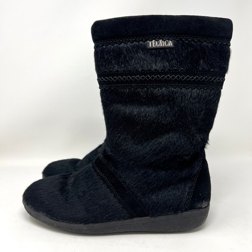 Vintage Tecnica Black Goat Fur Cortina Skandia Apres Ski Boots EU 40 Women’s 8.5 - Picture 4 of 11