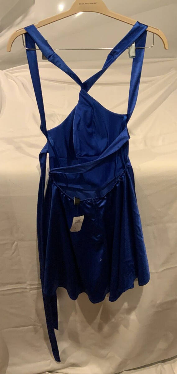 blue satin skater dress Royal blue Jersey Short Bridesmaid Dresses – Berryera main image 1