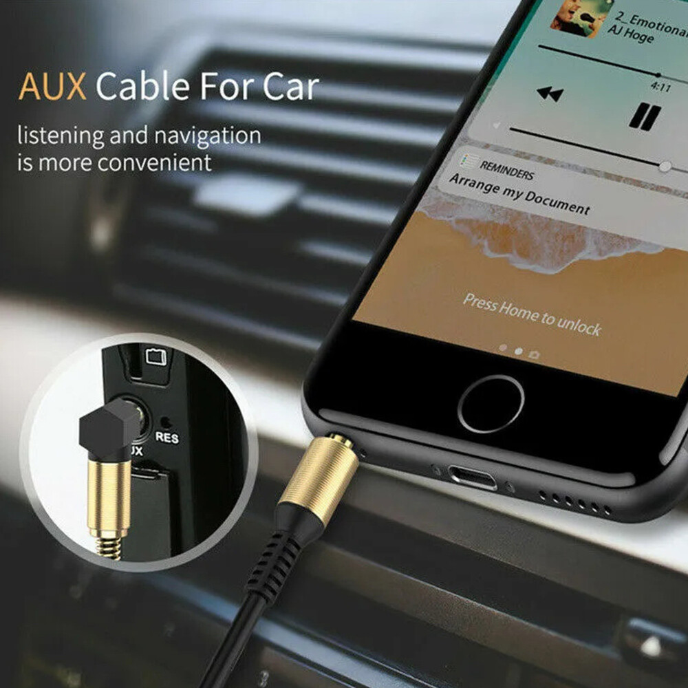 3.5mm Male to Male AUX Cable Cord LShaped Right Angle Car Audio