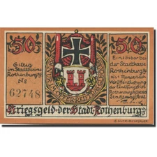 [#278845] Banknote, Germany, Rothenburg, 50 Pfennig, château, 1918 UNC(63) Mehl: