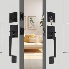Front Door Handle and Deadbolt Set Matte Black Front Door Lock Set Knob