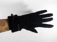 Black Gloves Solid Color Winter Women Warm Wool Stitching Knot Vintage Pinup