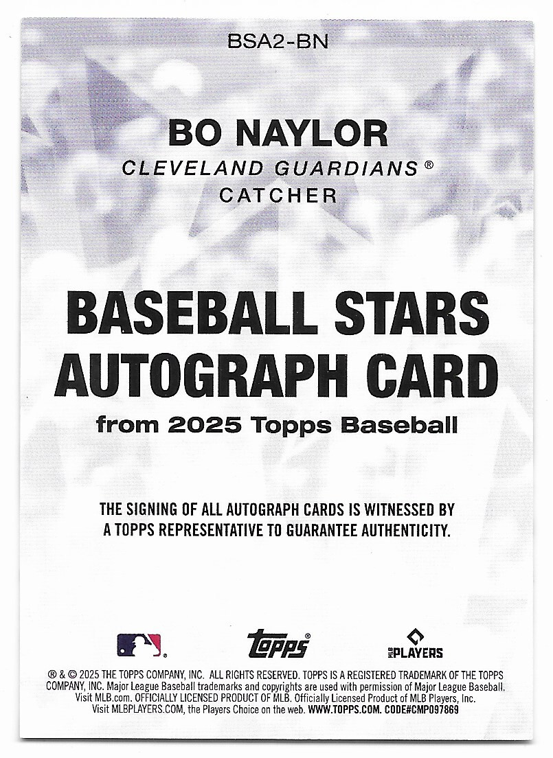 2025 Topps Series 2 Baseball Stars Auto Bo Naylor (#BSA2-BN
