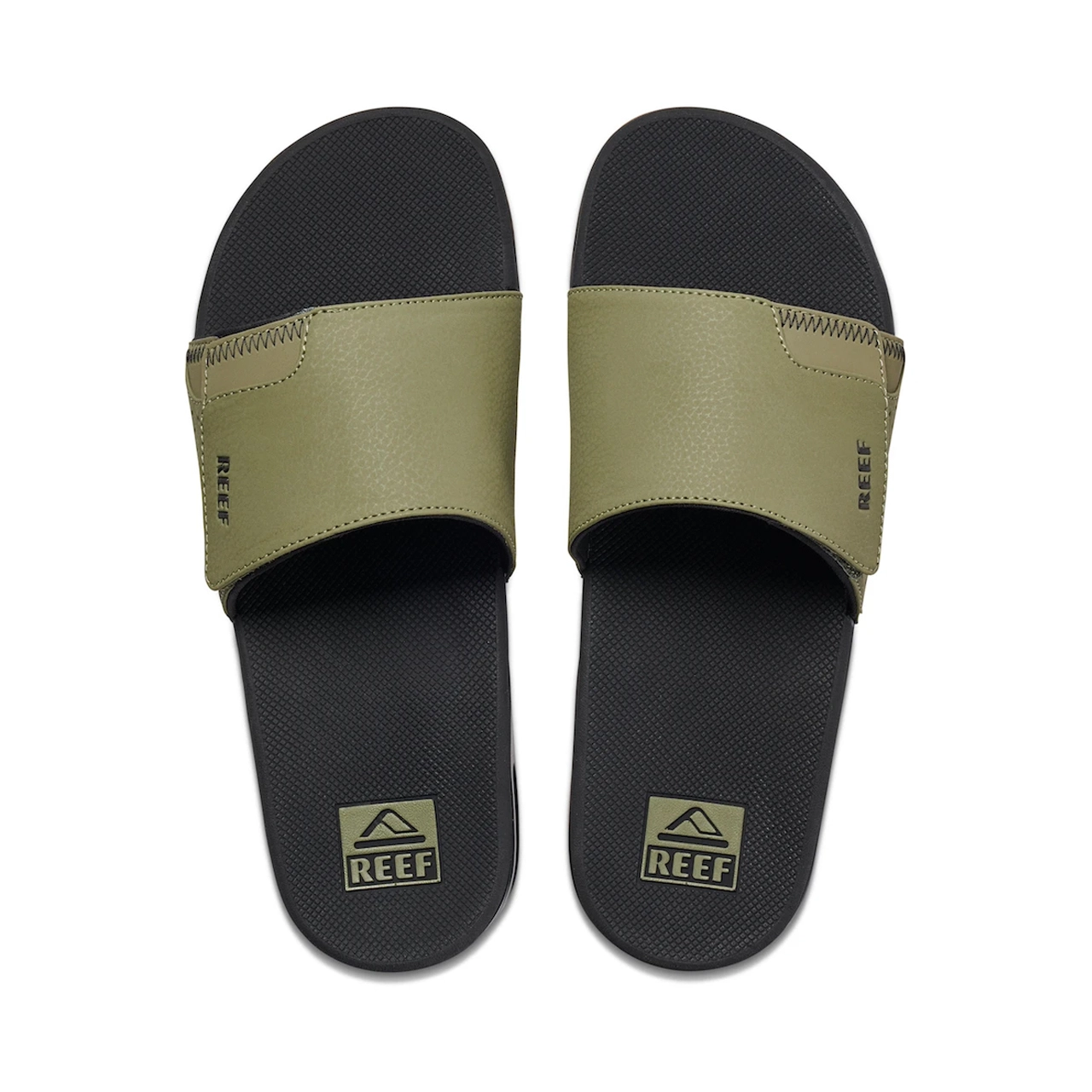 Reef Fanning Slides Mens in Olive Gum 