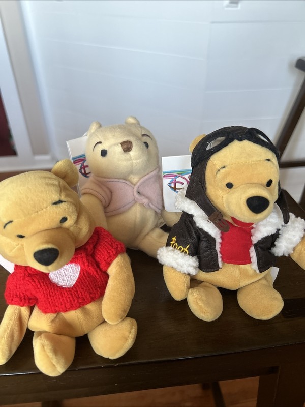 The Disney Store Mini Bean Bag Winnie the Pooh (3) ,Pilot, Classic, Red Sweater