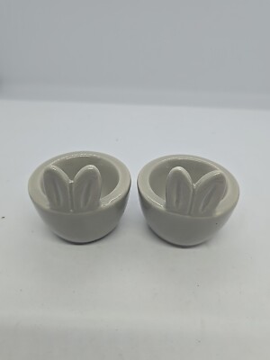 Set Of 2 Easter Egg Cups . Gray W/ Bunny Rabbit Ears. Cute Novelty Gift Idea