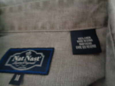 New! NAT NAST Retro Gray Button Front Long Sleeves 100% Linen