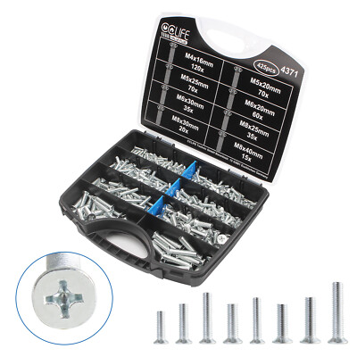 M4 M5 M6 M8 Senkkopf Schrauben DIN 965 Phillips Verzinkt Maschinenschraube Set