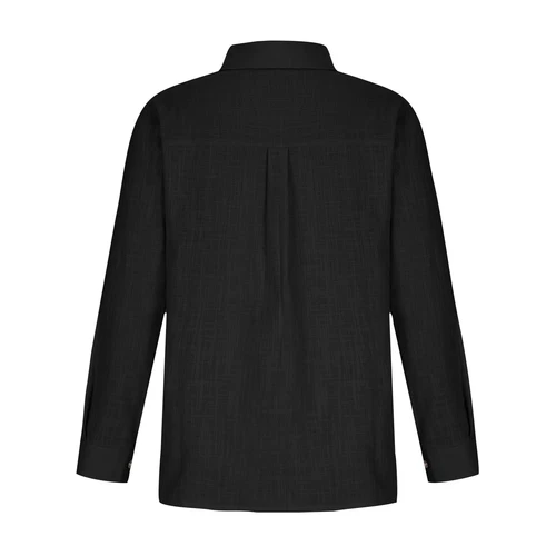 Women Linen Cotton Shirt Button Up Tops Long Sleeve Casual Loose Blouse Casual - Bild 13 von 48
