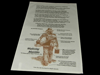 Australia Souvenir Tea Towel Waltzing Matilda Andrew Barton Banjo Paterson 