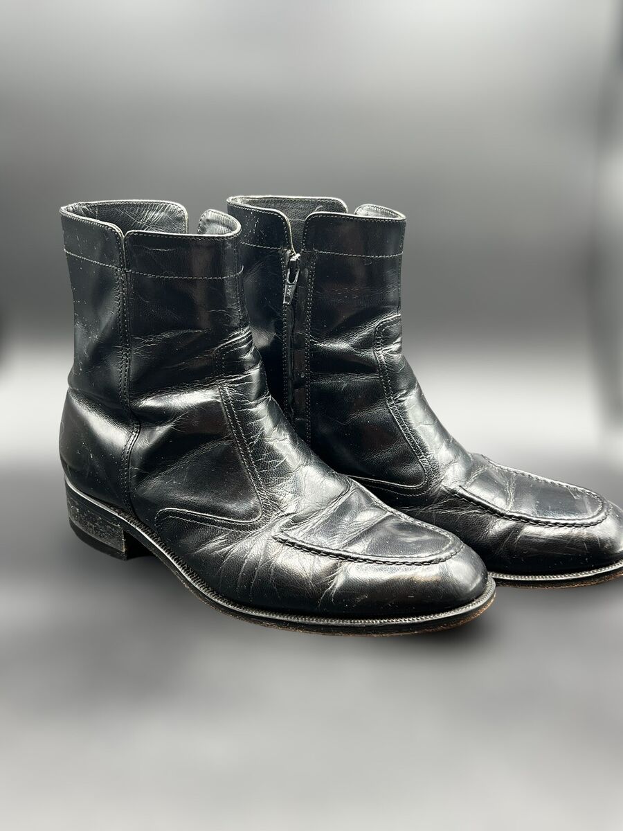 Vintage Florsheim Imperial Mens Boots Black Leather Side Zip Vintage Florsheim Imperial Mens Boots Black Leather Side Zip