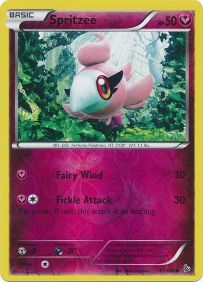 Pokemon - Spritzee - 67/106 - Common - Reverse Holo - XY - Flashfire - NM