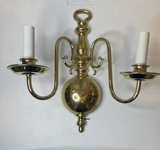 Antique Solid Brass Ornate Electric Wall Candelabra Sconce Light Fixture     