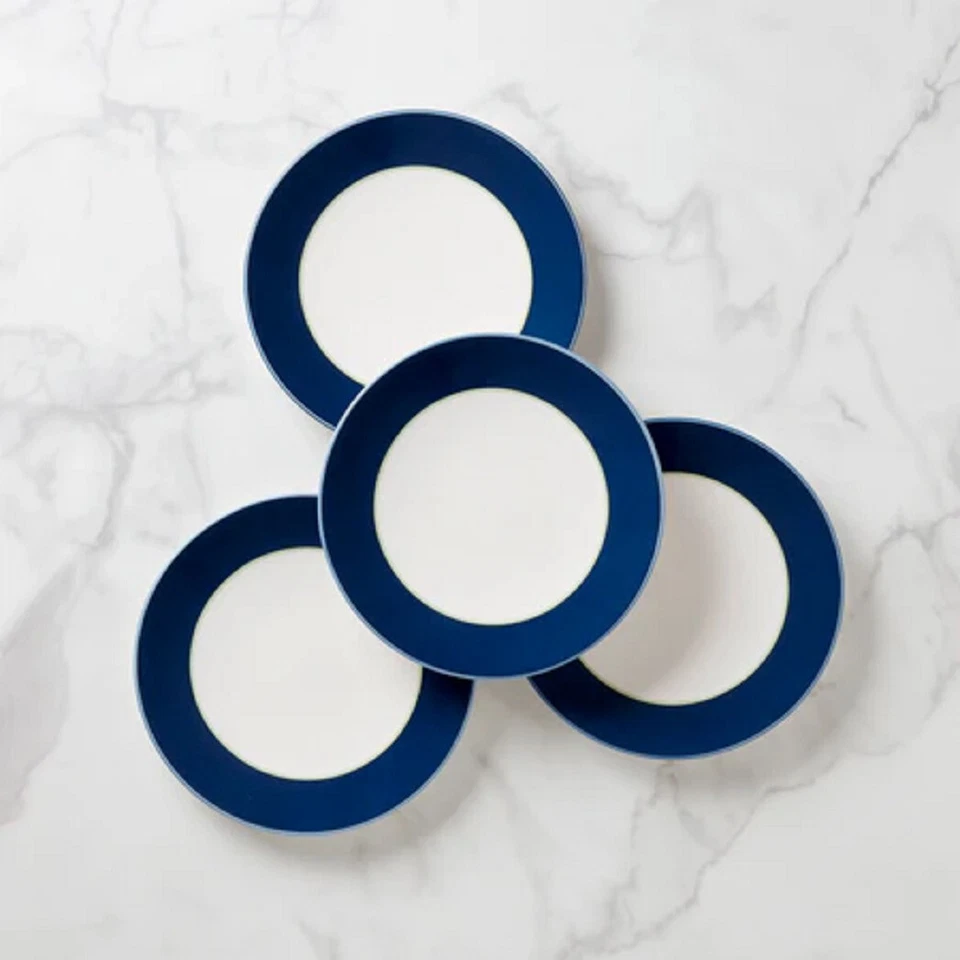 KATE SPADE NEW YORK Lenox China Kate Spade MAKE IT POP Navy / Green Dinner Plates - Set of Four N/O