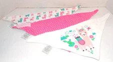 Le Bebe Bibs Cotton Pink Aqua Llama 3 Bandana Bibs Hook and Loop Closure NEW
