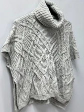 Liz Claiborne Gray Sweater Poncho w/ Turtleneck One Size Fits Most
