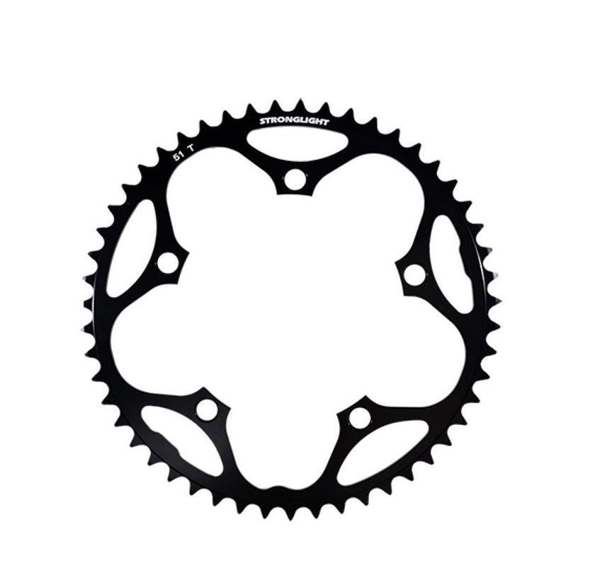 Plateau route 51 dents 130mm noir en alu 5083 pour transmission 8/9/10 vitesses