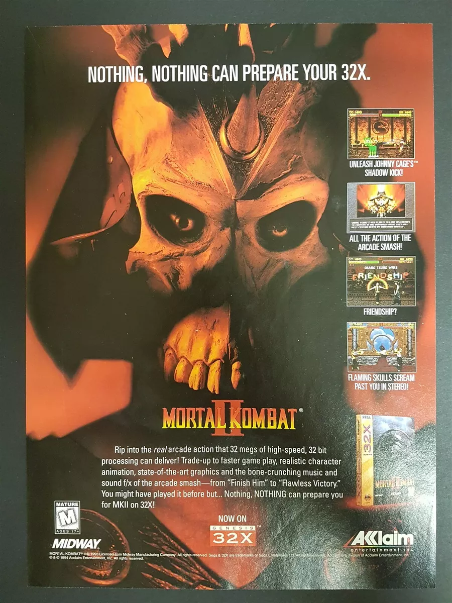 Mortal Kombat II Sega 32X Print Ad Original Art 8.5x11