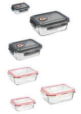 Glass Clip Lock Containers Vent Lid Food Storage Reusable Cook Various Sizes