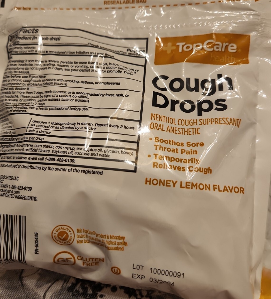 3 Bags Cough Drops Honey Lemon / 1 bag of 80 drops Each Bag FREE SHIPPING