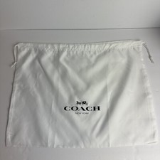 Coach Dust Bag Cover Drawstring Pouch White Textile Fabric Black Logo 19" x 15"