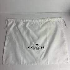 Coach Dust Bag Cover Drawstring Pouch White Textile Fabric Black Logo 19" x 15"