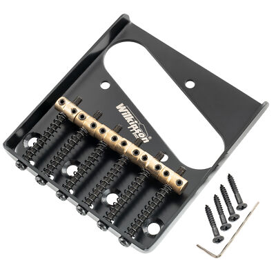 Wilkinson Black 54mm Vintage Bridge 6 Brass Barrel Saddle For Telecaster Guitar
