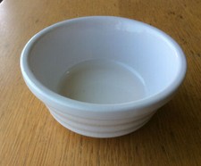Vintage 1920/30s White Ridged Ceramic Small Dish Dip Bowl, Retro English Pottery