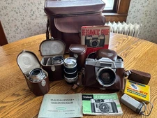Voigtlander Bessamatic 35 mm vintage camera black and silver with manual
