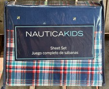 Nautica Kids PLAID Twin Size Sheet Set   3-pc set includes 2 pillowcases