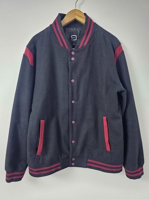 R.E.D. by EMP Varsity Jacket Mens L Black Red Wool Blend Letterman Bomber