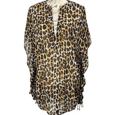Victoria's Secret Leopard Print Side Cinch Coverup Semisheer XS/S