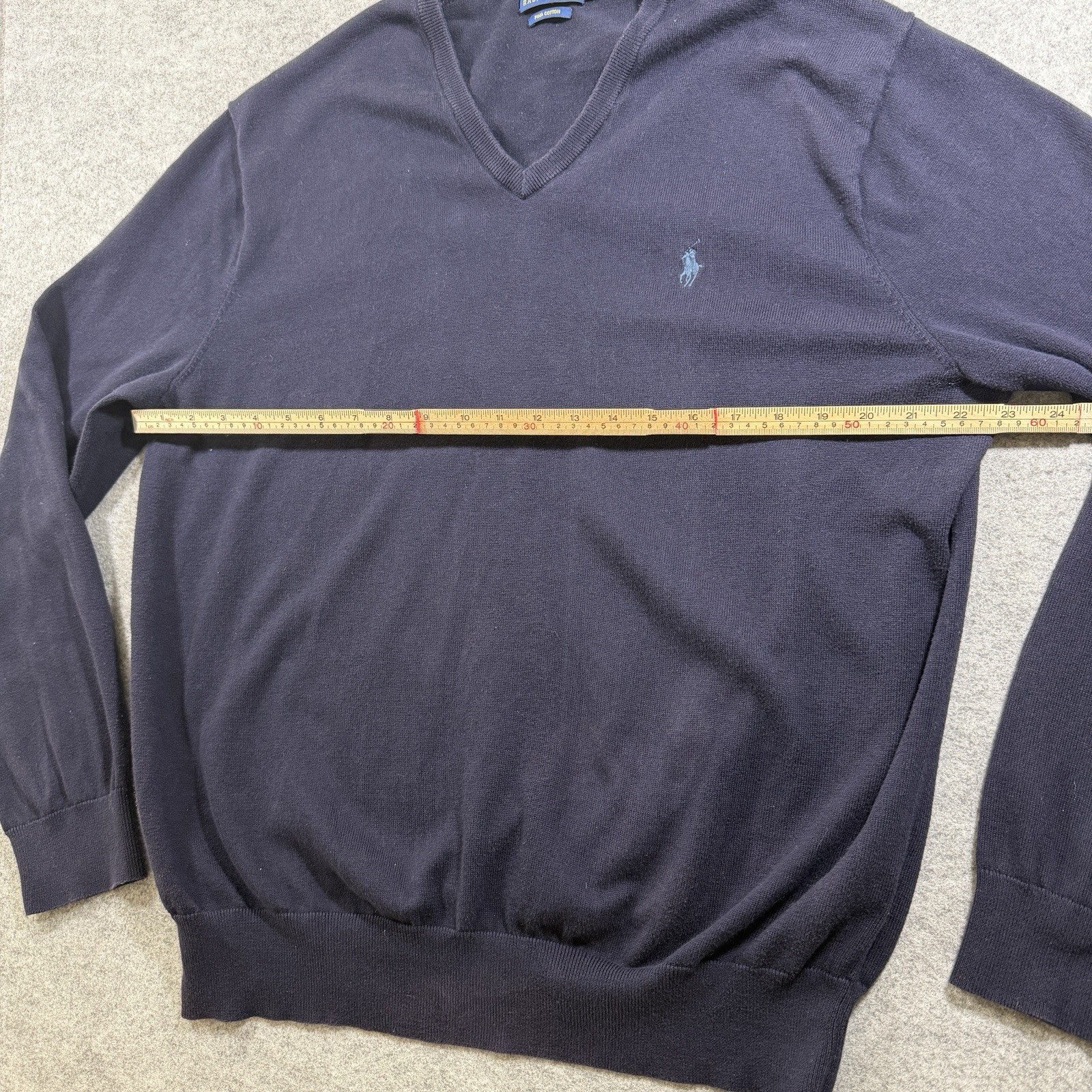 Polo Ralph Lauren Pima Cotton Sweater Mens XL Navy Blue V Neck Preppy Classic thumbnail 6