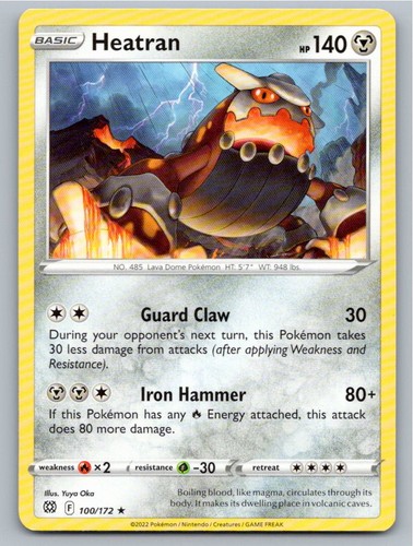 2022 POKEMON HEATRAN BRILLIANT STARS 100/172 RARE NM A50417 FREE S&H