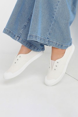 Yours Curve Women's Canvas Slip On Trainers In Wide E Fit UK
