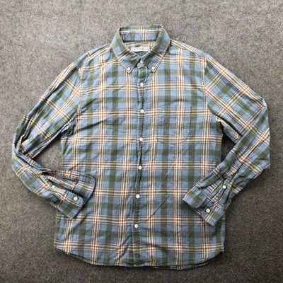 Outerknown Shirt Mens Medium Green Plaid Button Down Long Sleeve Organic Cotton