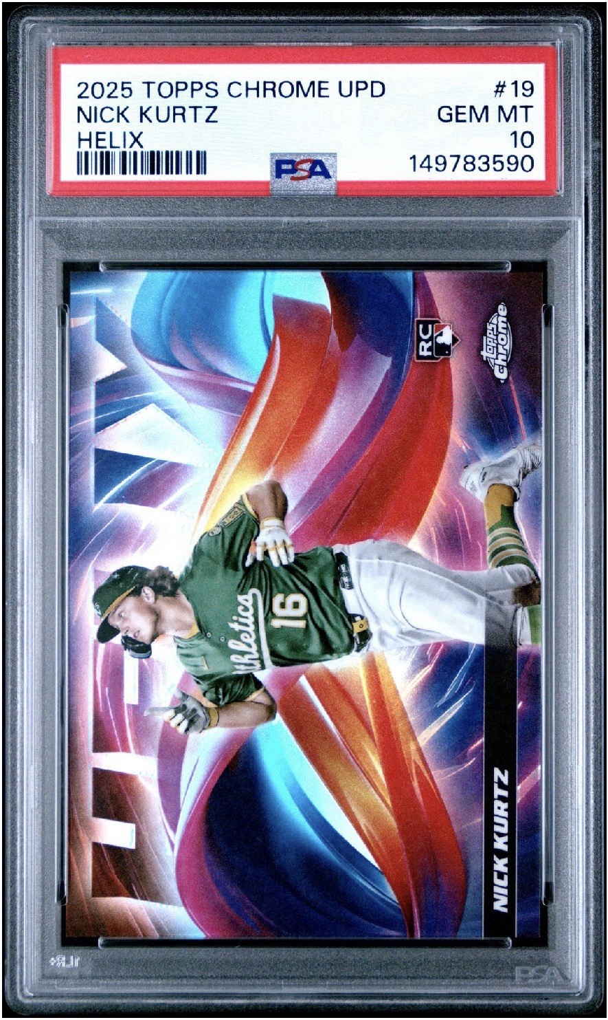 Topps 2025 Chrome Update Helix Nick Kurtz #HX-19 PSA 10 Rookie Oakland Athletics