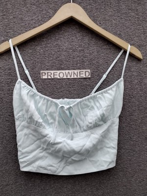 Sunday Best Light Teal/Blue Cami Tank Top with Tie Front and Corset Zip Back 2XS