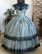 1859s Victorian Crinoline Dress Dress Civil War Southern Belle Princess Lace