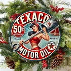 Vintage Texaco Gas Station Metal Wall Art -Tin Metal Signs 8x8 Inch Retro Alumin