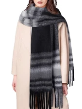 Winter Scarf for Women Large Chunky Plaid Scarves Oversized Thick Soft Blanke...