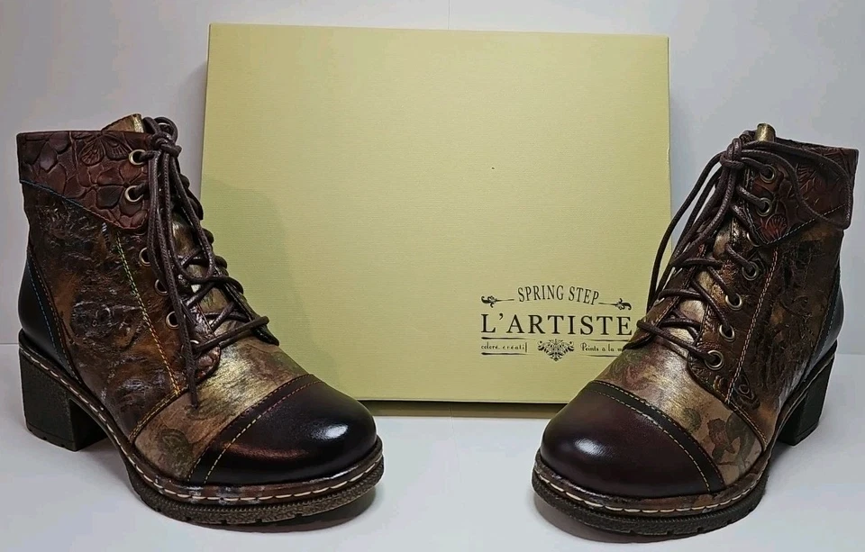 L'Artiste by Spring Step Leather Lace-Up Boots Fallinluv Brown size EU 35 - Image 4 of 4