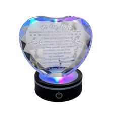 To My Wife Engraved Crystal Heart LED Light Base Anniversary Birthday Gift Box