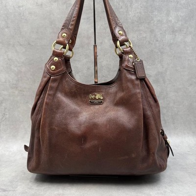 バッグ Coach Madison Maggie Shoulder Hand Bag Coach Madison Maggie Leather Shoulder Tote Bag Large Capacity