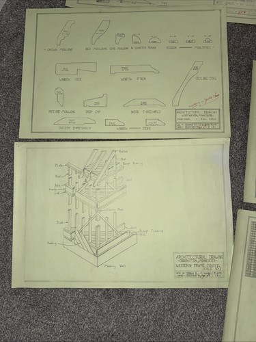Architectural House Blueprints Plans Mid Century Modern Home 1941 MN 17 Pieces Z - Picture 14 of 18