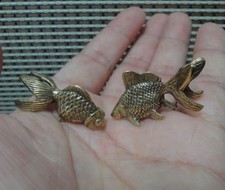 1 Pair of Vintage Style Solid Brass Goldfish ...