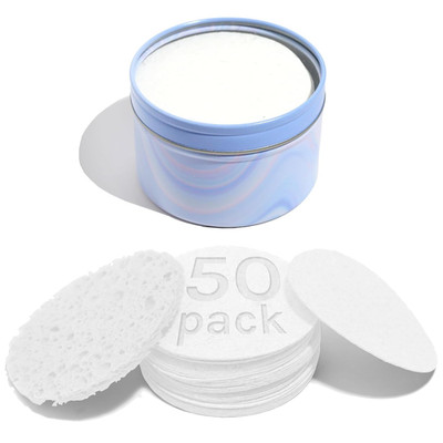 50-Count Compressed Facial Sponges 100% Natural Cosmetic Spa Sponges for Facial