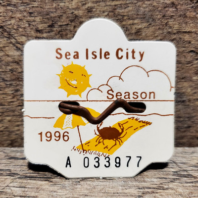 1996 Sea Isle City NJ Seasonal Beach Tag Badge   Vintage New Jersey Shore