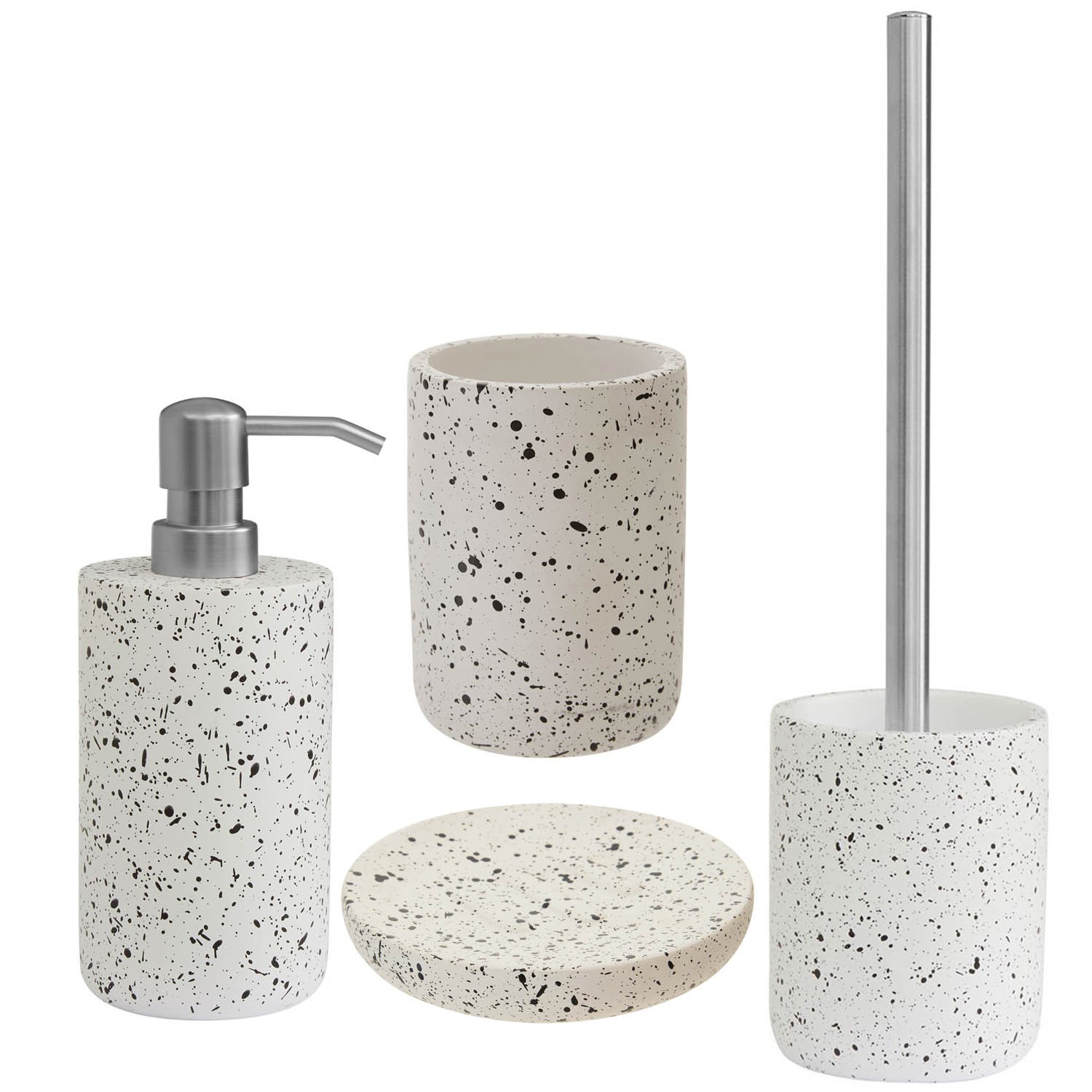 4pcs Gozo Concrete Liquid Dispenser Holder Soap Dish Toilet Brush Bath Accessory